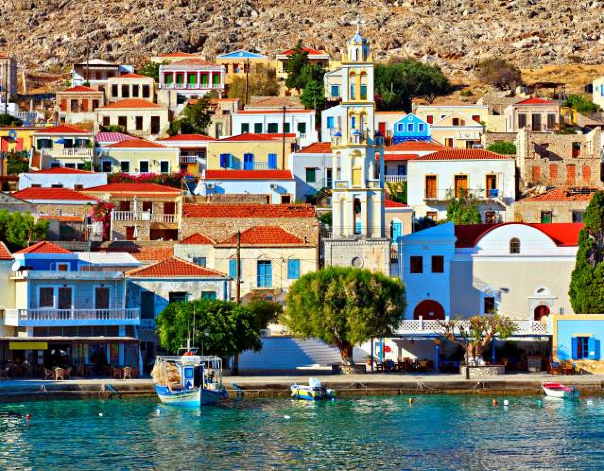 CHALKI - Kolymbia Sea Lines Chalki town from rhodes